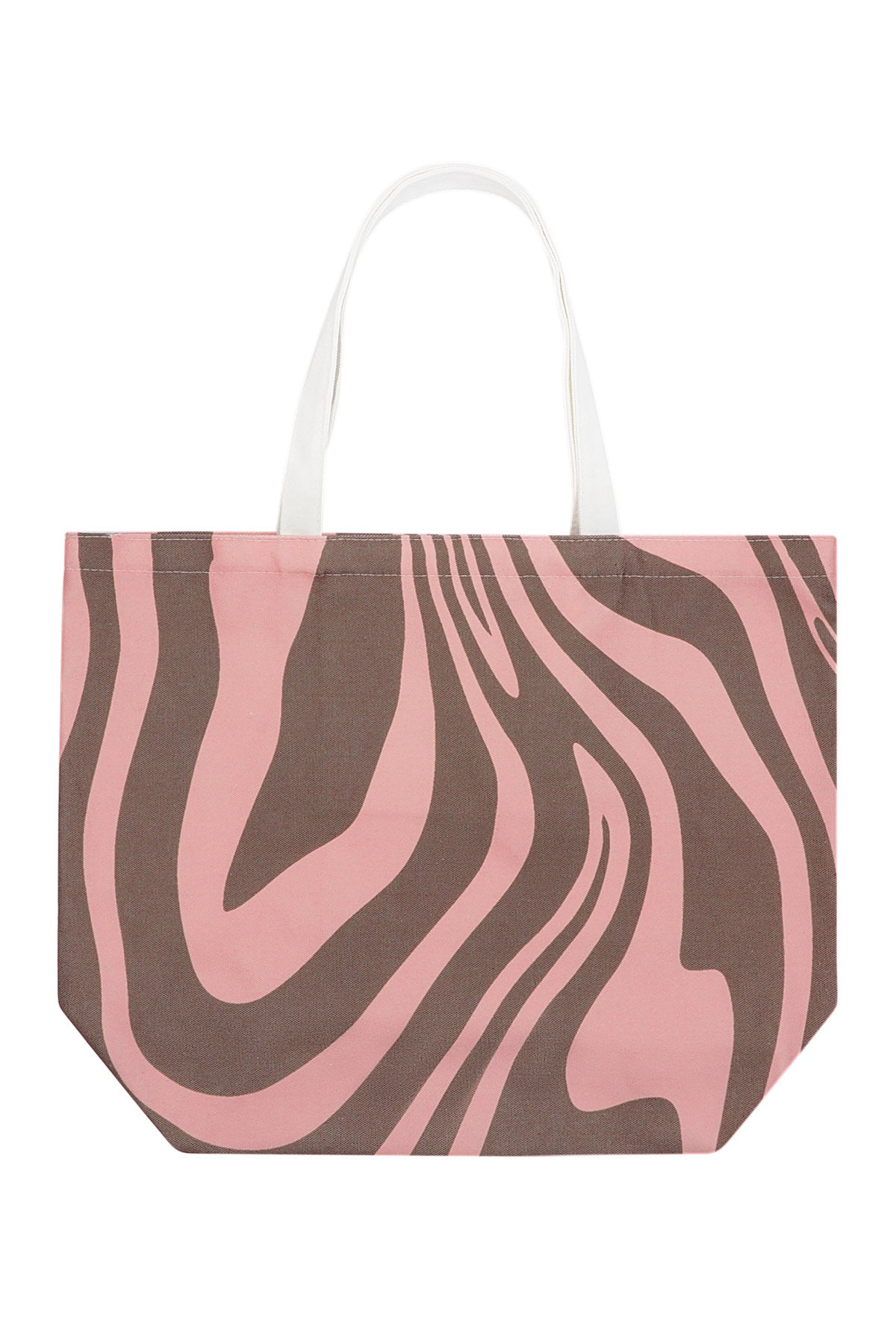 Canvas shopper zebraprint - bruin roze